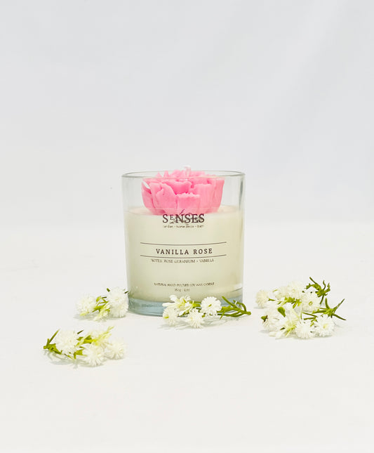 Vanilla Rose Glass Candle