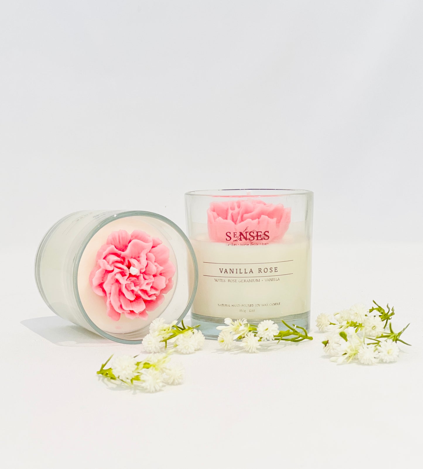 Vanilla Rose Glass Candle