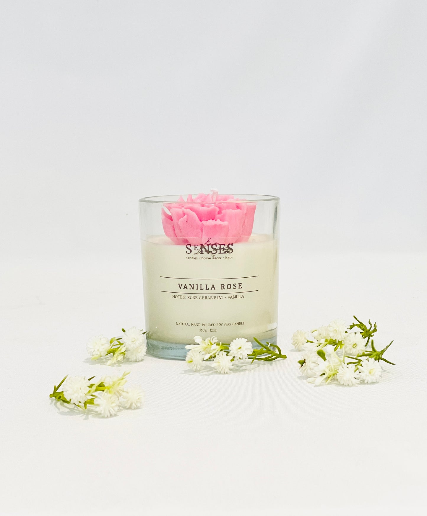 Vanilla Rose Glass Candle